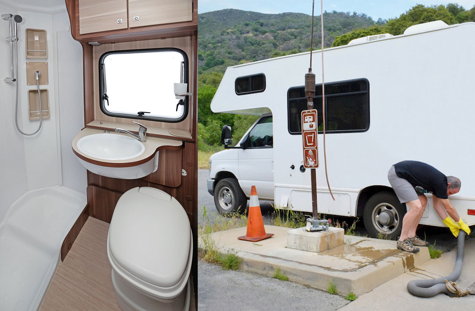 Portable RV/camper toilet and holding tank setup in Cordova, Tennessee