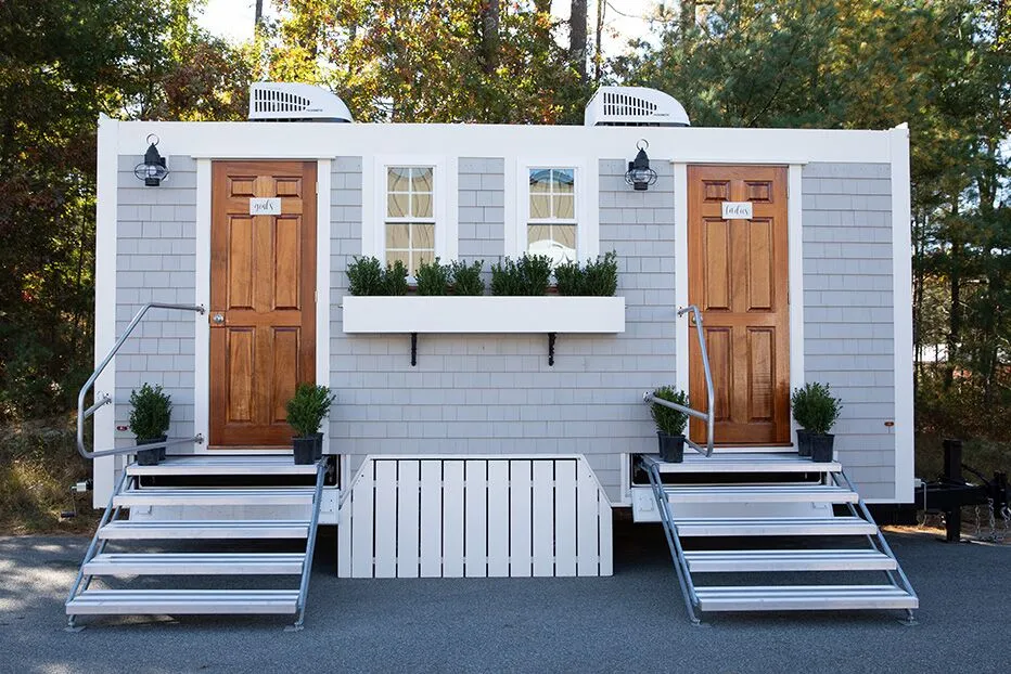 Wedding restroom units discretely staged at a venue in Cordova, Tennessee